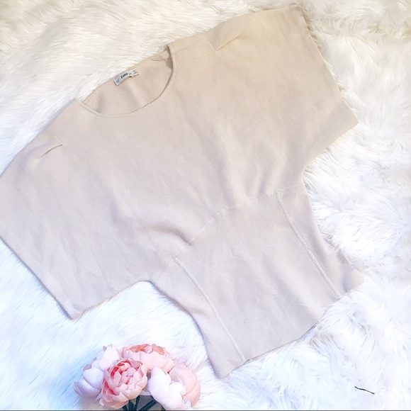 NWOT Zara Beige Corset Style Kimono Sleeve Sweater - Picture 8 of 8